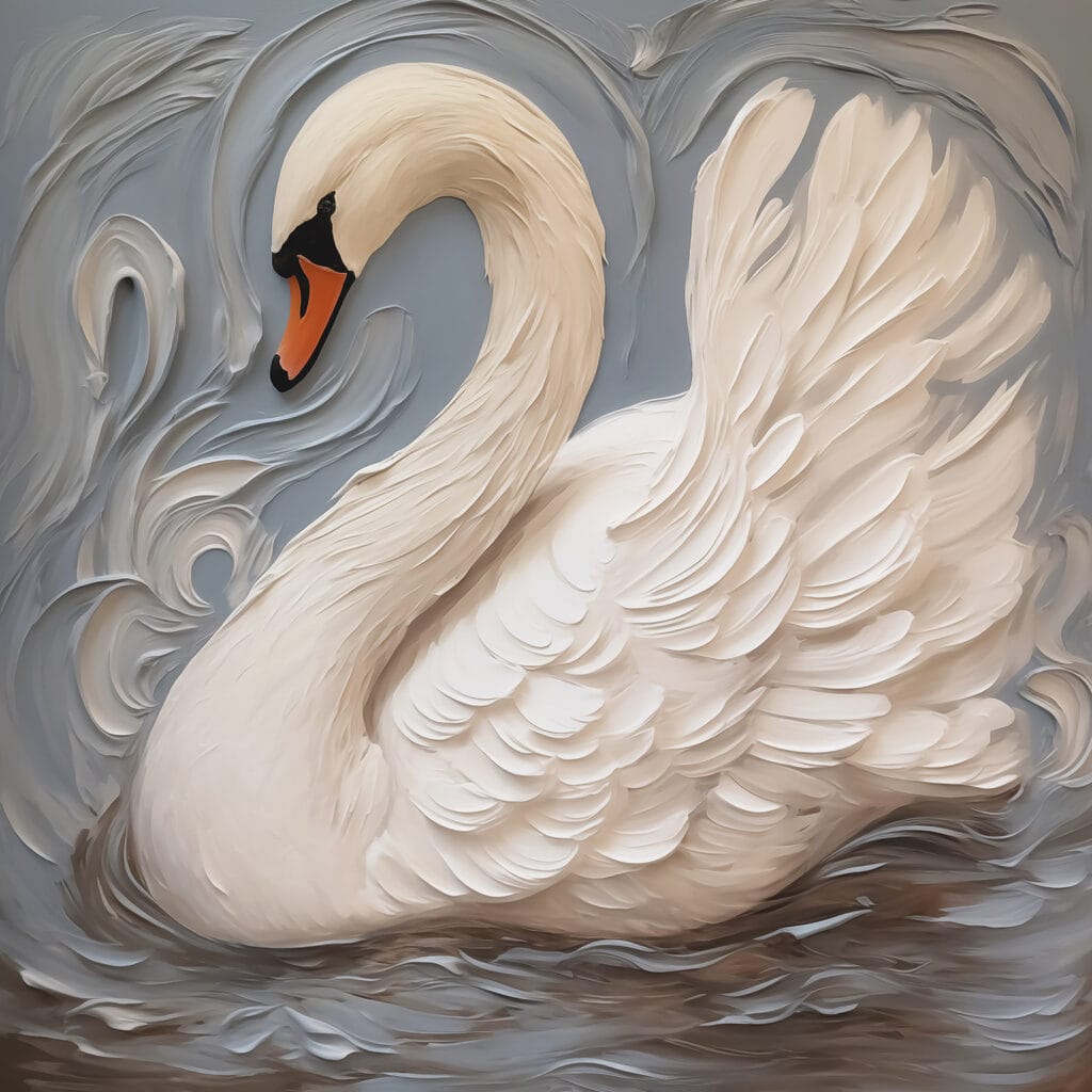 White swan with a black beak