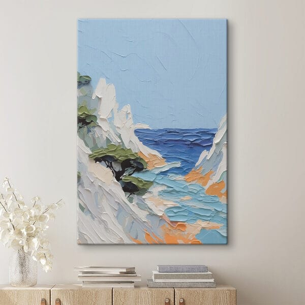 Painting of a beach and trees Painting of a beach and trees