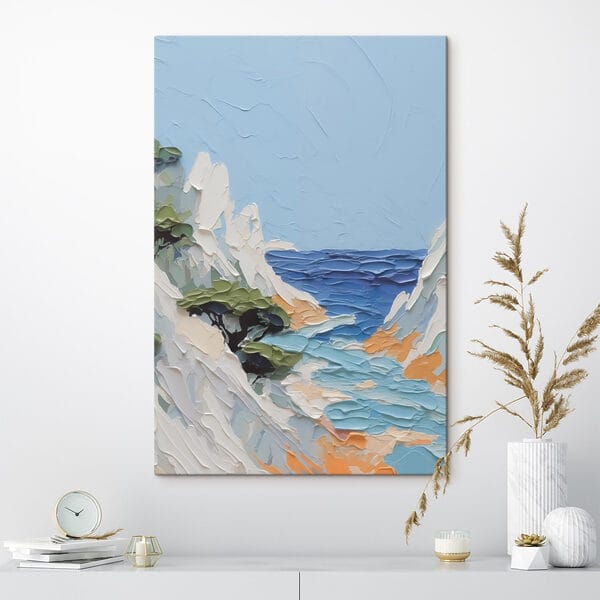 Painting of a beach and trees Painting of a beach and trees