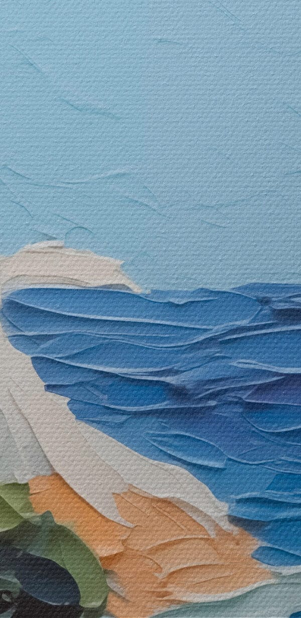 Painting of a beach and trees Painting of a beach and trees