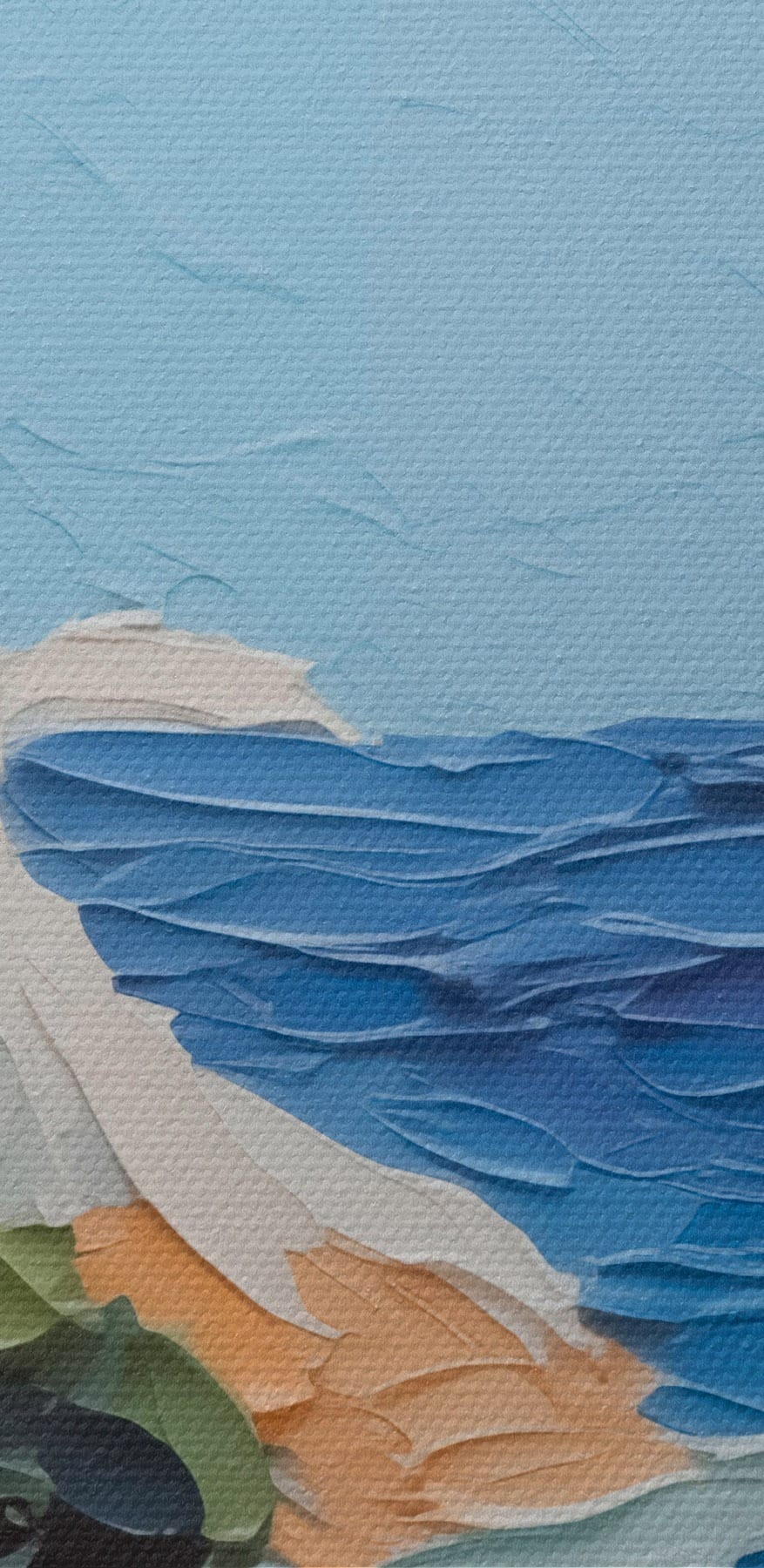 Painting of a beach and trees Painting of a beach and trees