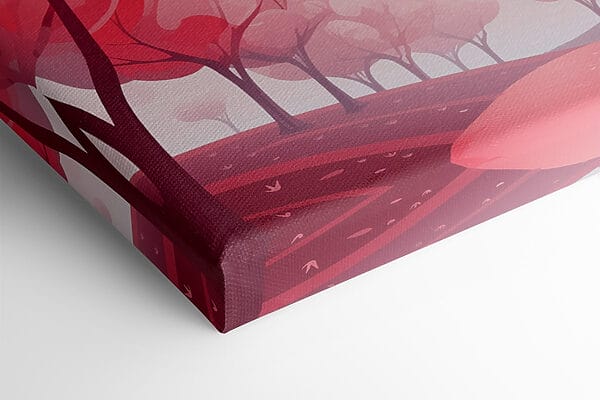 Pink trees with hearts flying in the sky Pink trees with hearts flying in the sky