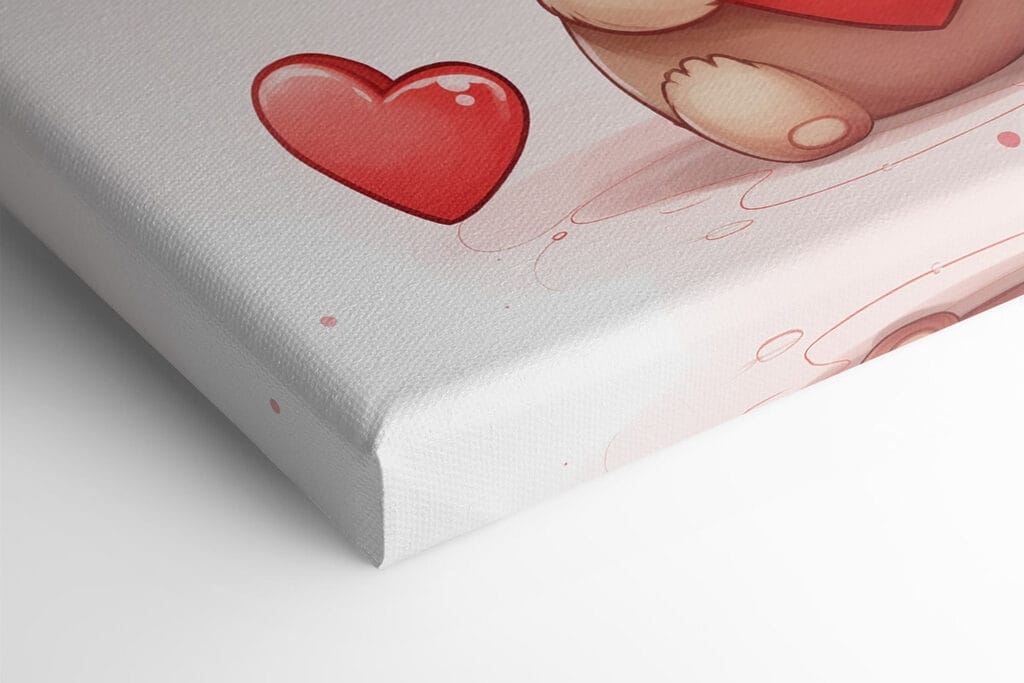 Two cartoon bears holding a heart