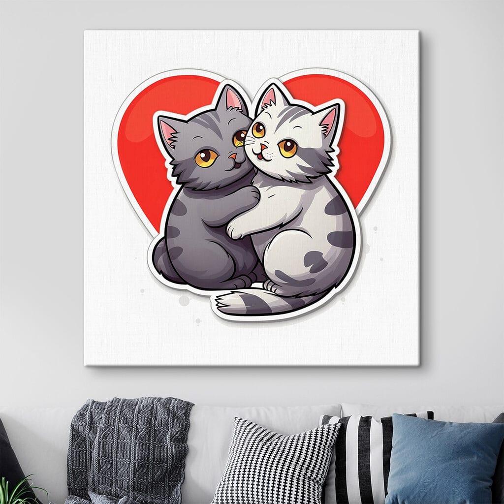 Sticker of two cats hugging