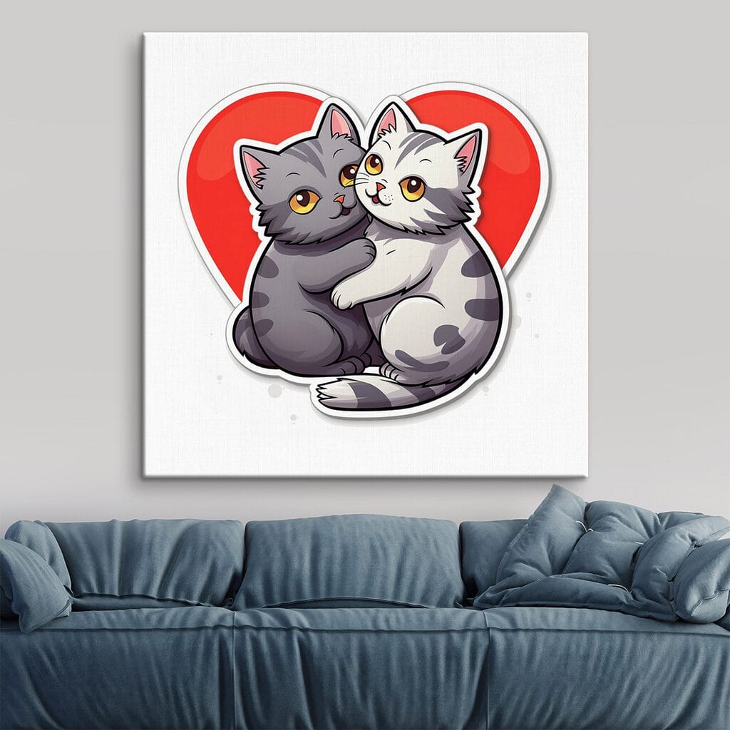 Sticker of two cats hugging