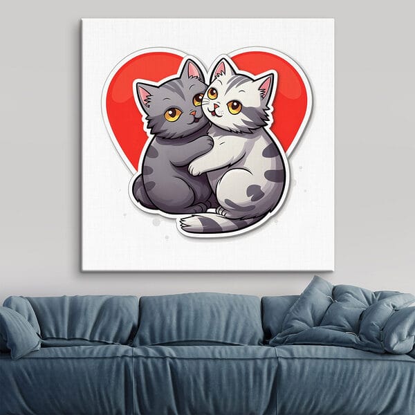 Sticker of two cats hugging Sticker of two cats hugging