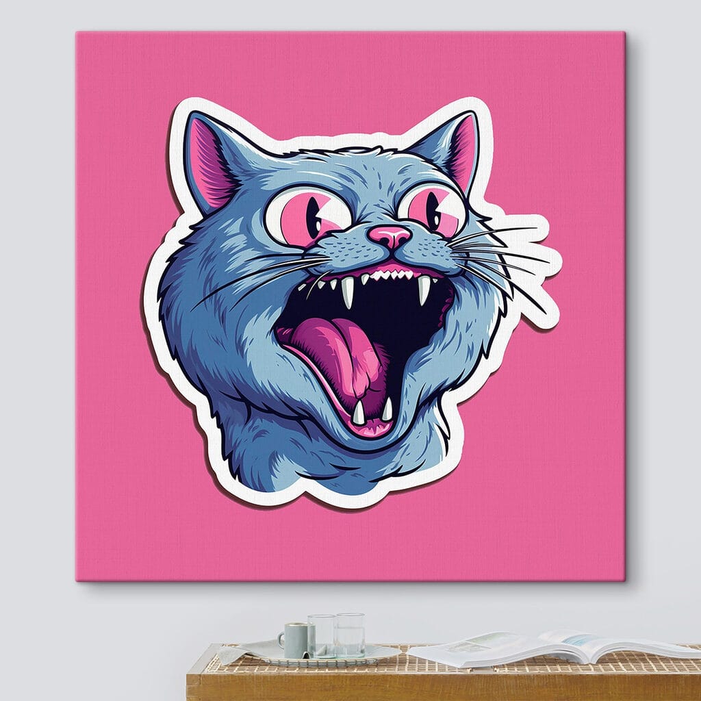 Sticker of a cat with its mouth open