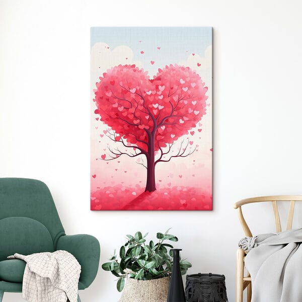 Tree with pink leaves and hearts Tree with pink leaves and hearts