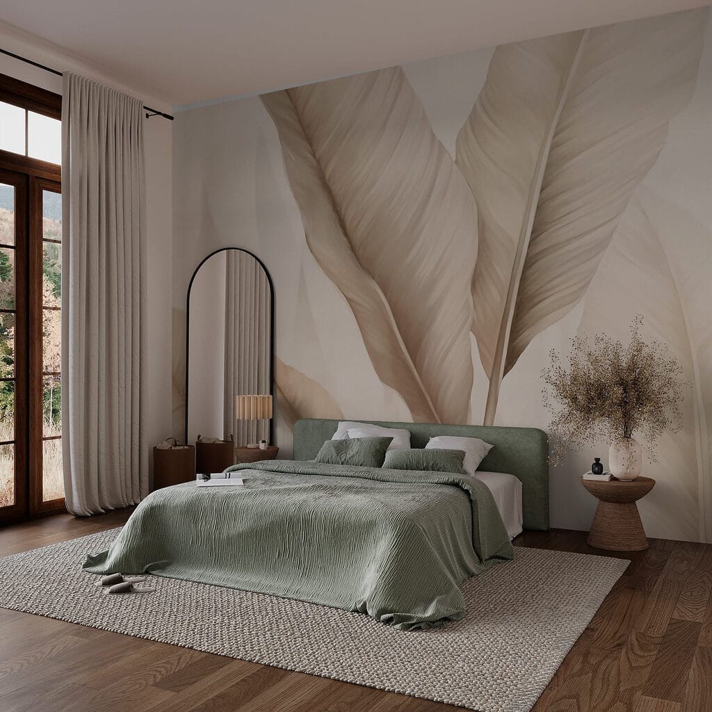 Soft leaves against a muted backdrop Soft leaves against a muted backdrop