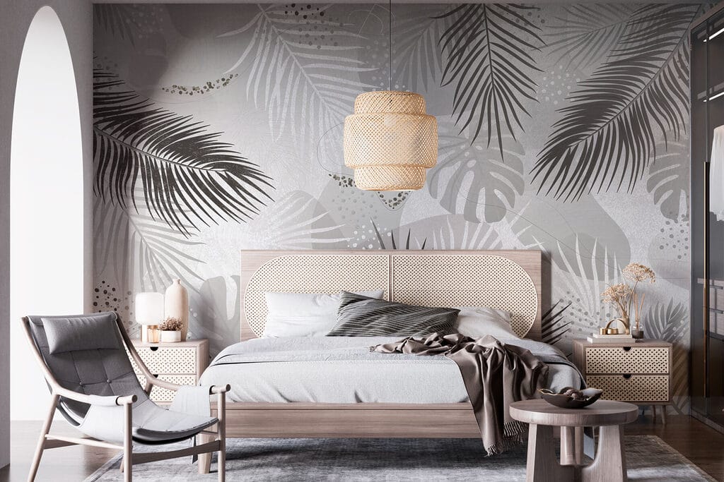 Grey and white background with leaves Grey and white background with leaves