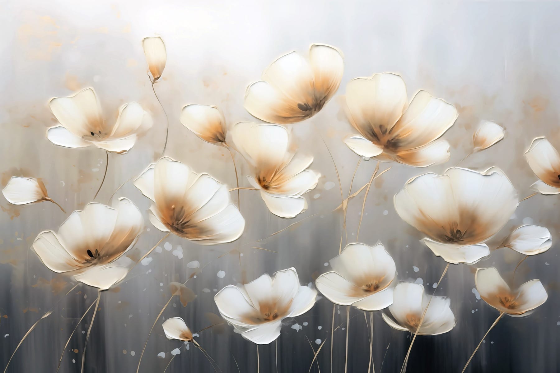 Painting of flowers on a grey background