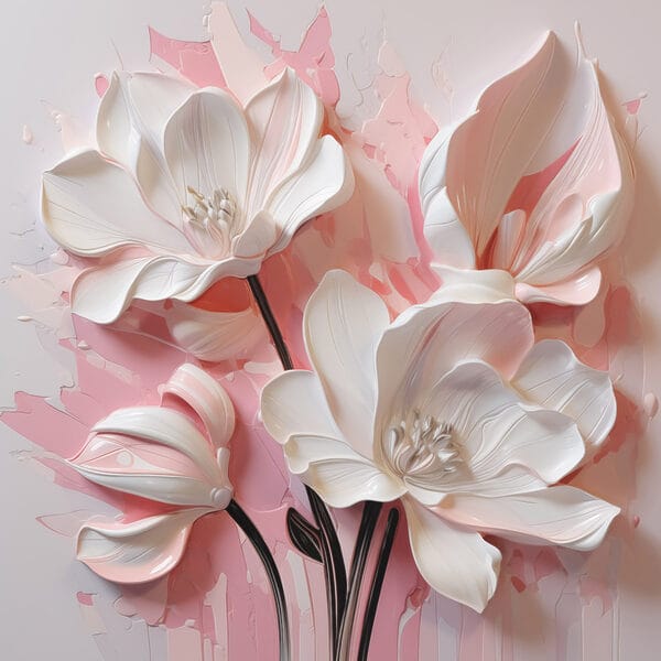 White flowers on a pink background White flowers on a pink background