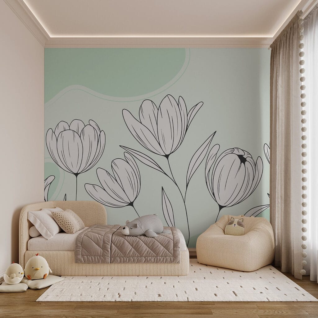 Line drawing of flowers