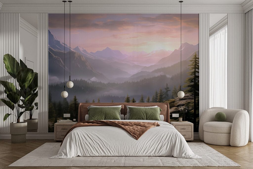Landscape of mountains and trees