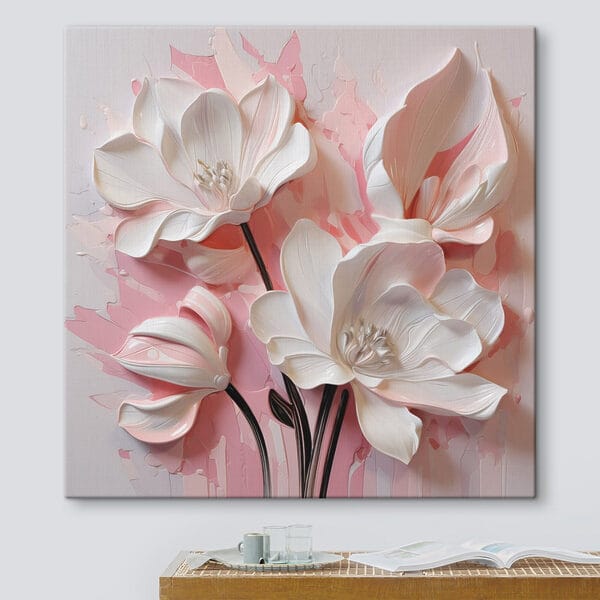 White flowers on a pink background White flowers on a pink background