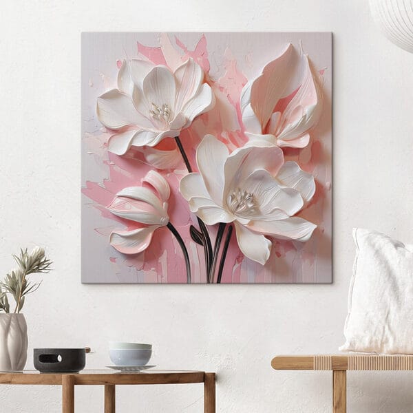 White flowers on a pink background White flowers on a pink background