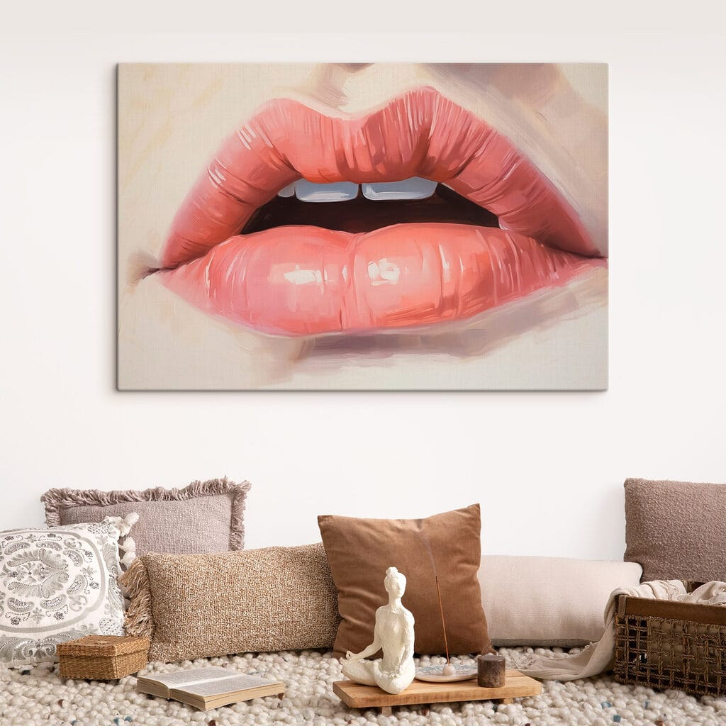Soft, inviting lips in focus