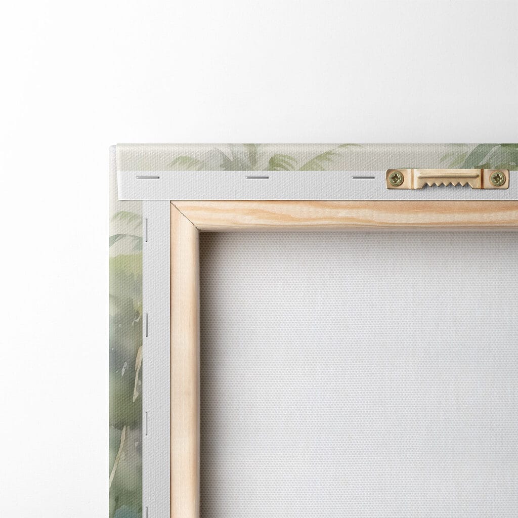 Water with palm trees and rocks