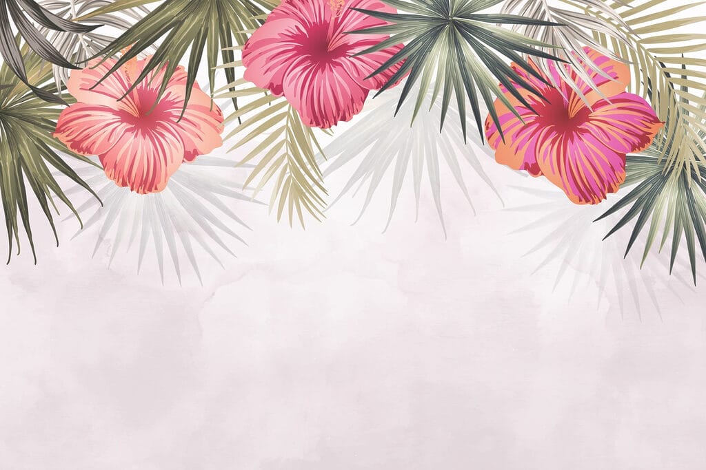 Group of flowers and leaves