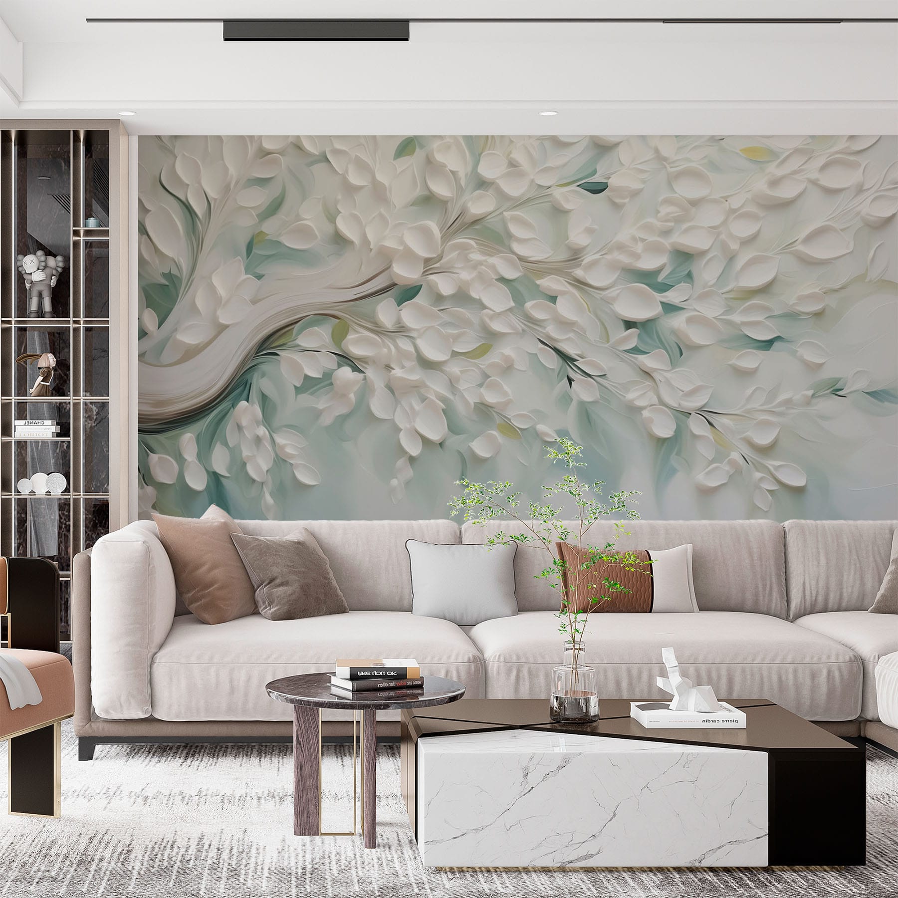 White tree with leaves on it