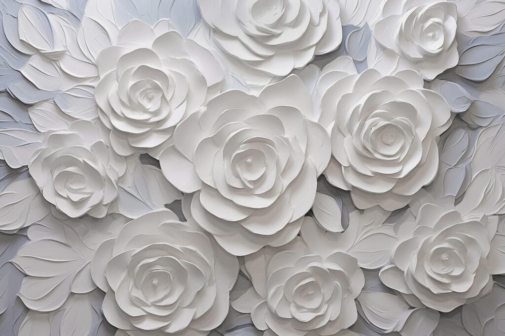 Group of white paper flowers