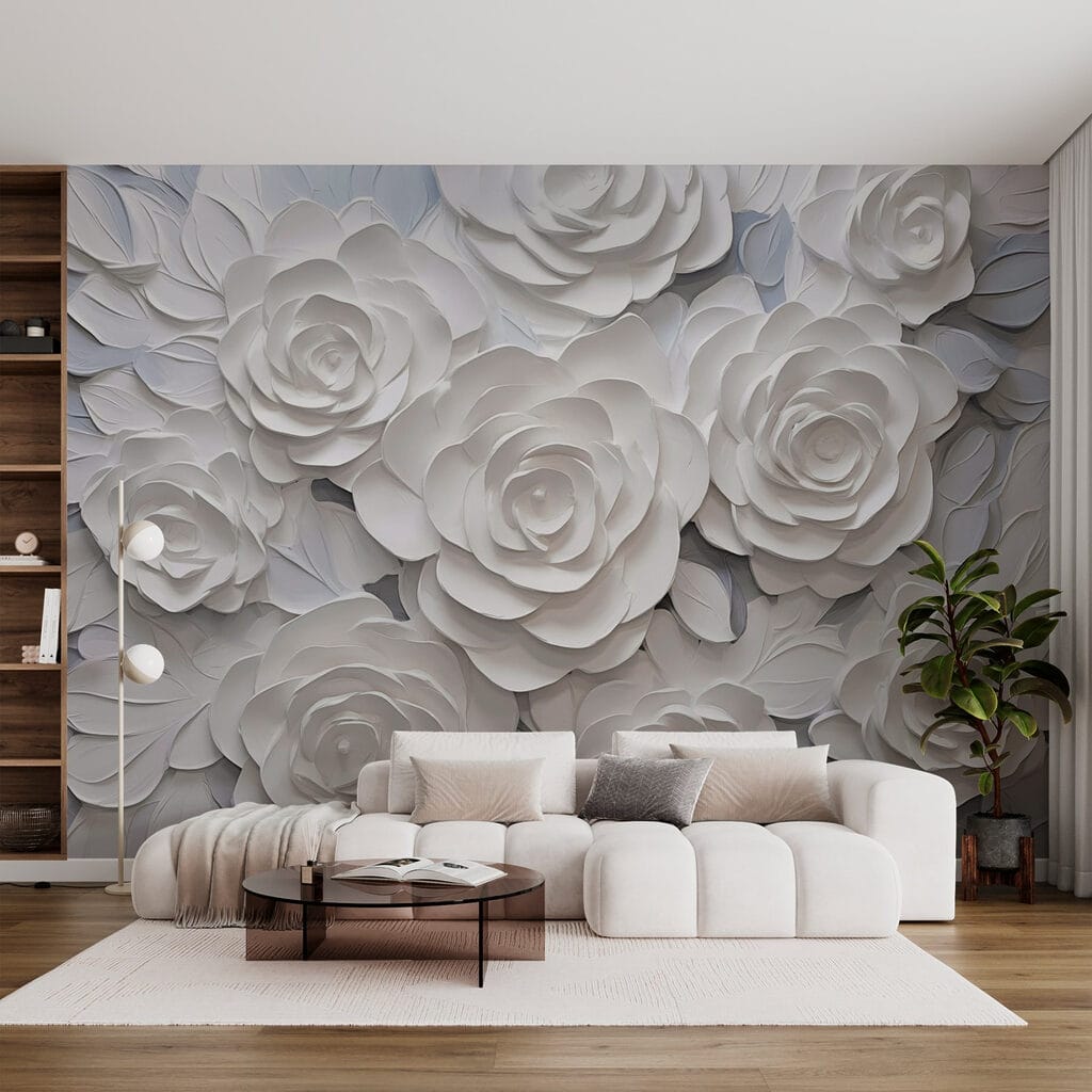 Group of white paper flowers