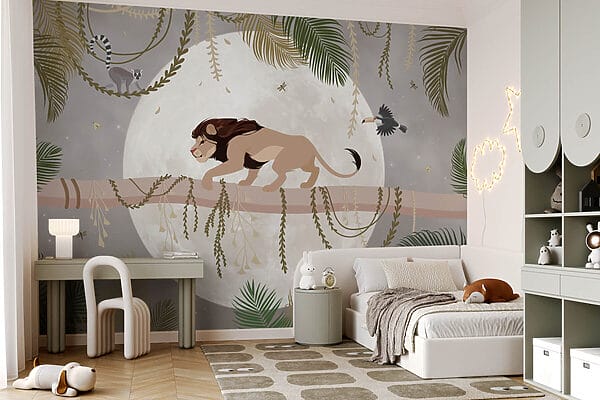 Lion on a tree branch