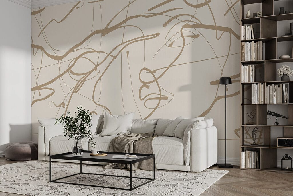 White background with brown lines