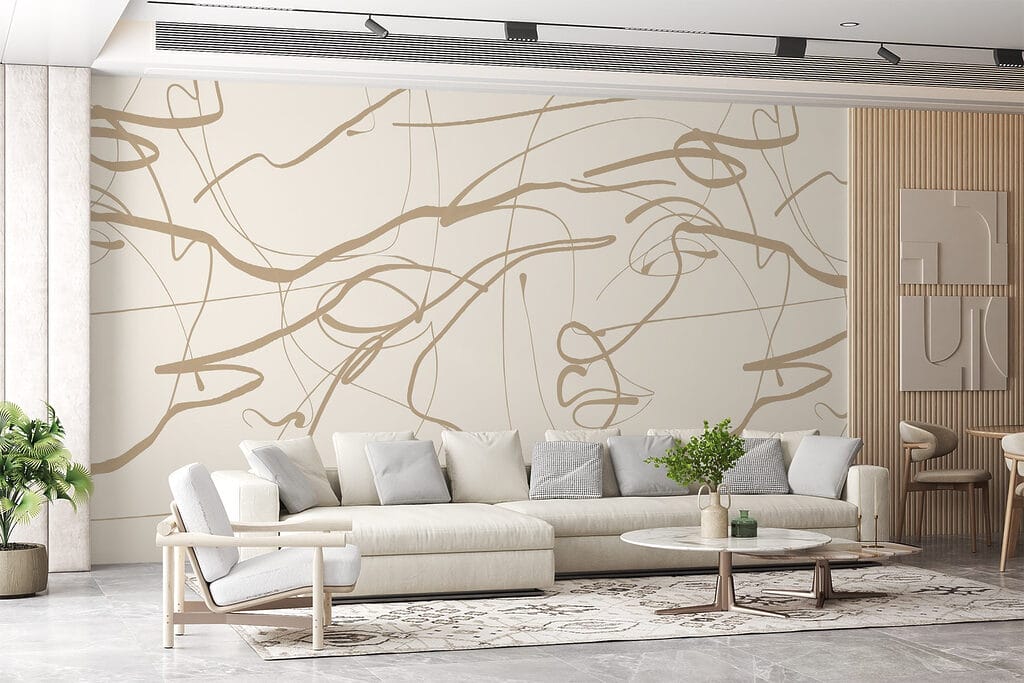 White background with brown lines