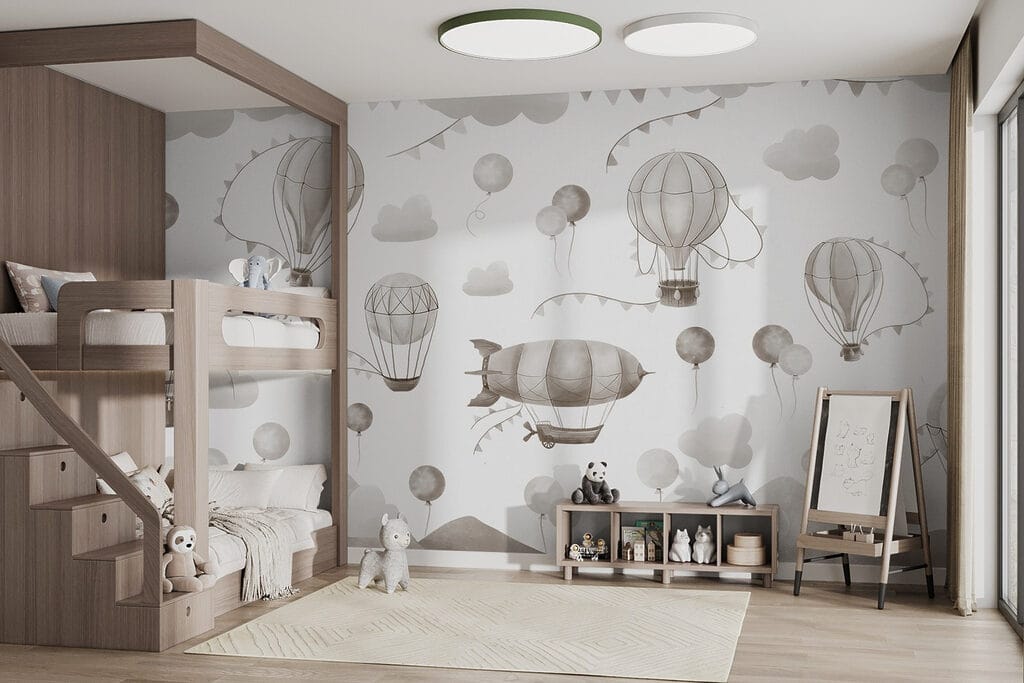 Pattern of hot air balloons and mountains Pattern of hot air balloons and mountains
