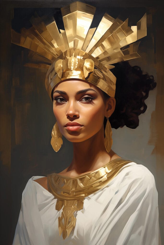 Regal elegance adorned with ancient attire Regal elegance adorned with ancient attire