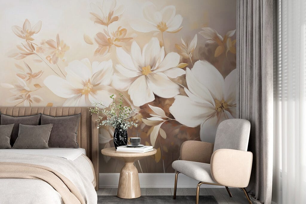 Painting of white flowers Painting of white flowers