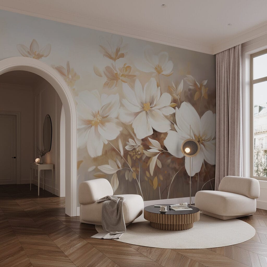 Painting of white flowers Painting of white flowers