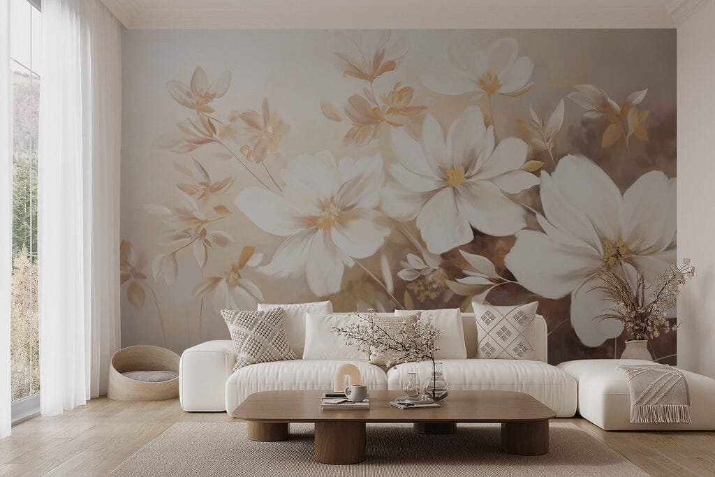 Painting of white flowers Painting of white flowers