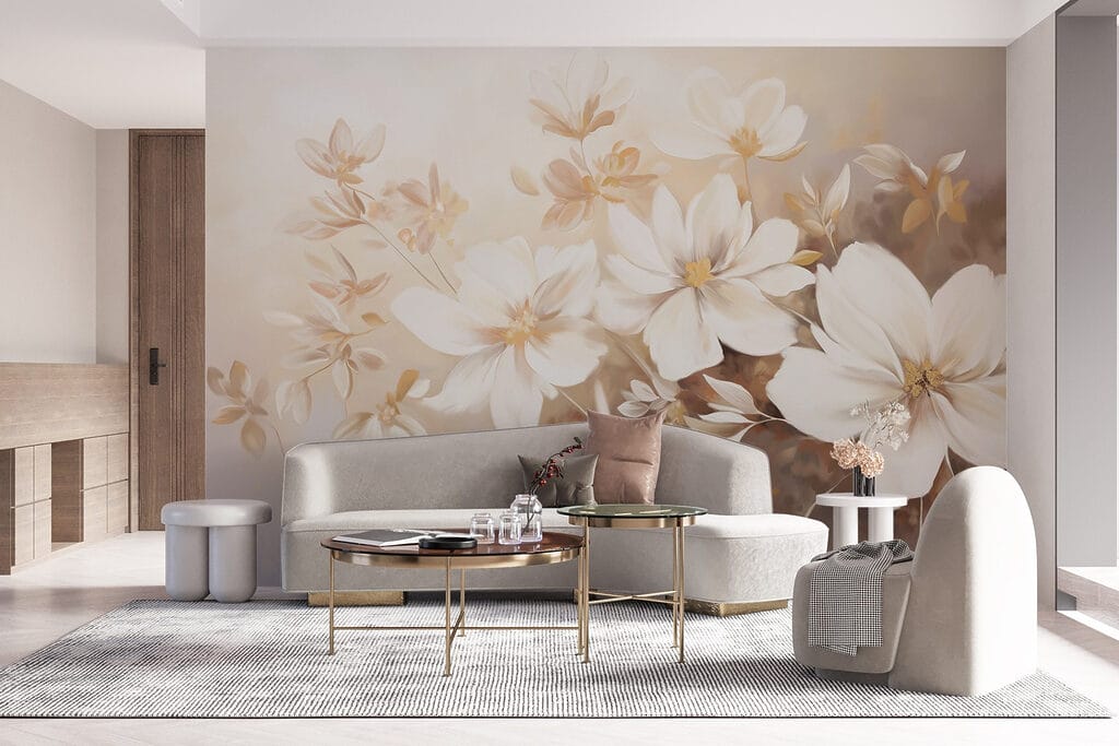 Painting of white flowers Painting of white flowers