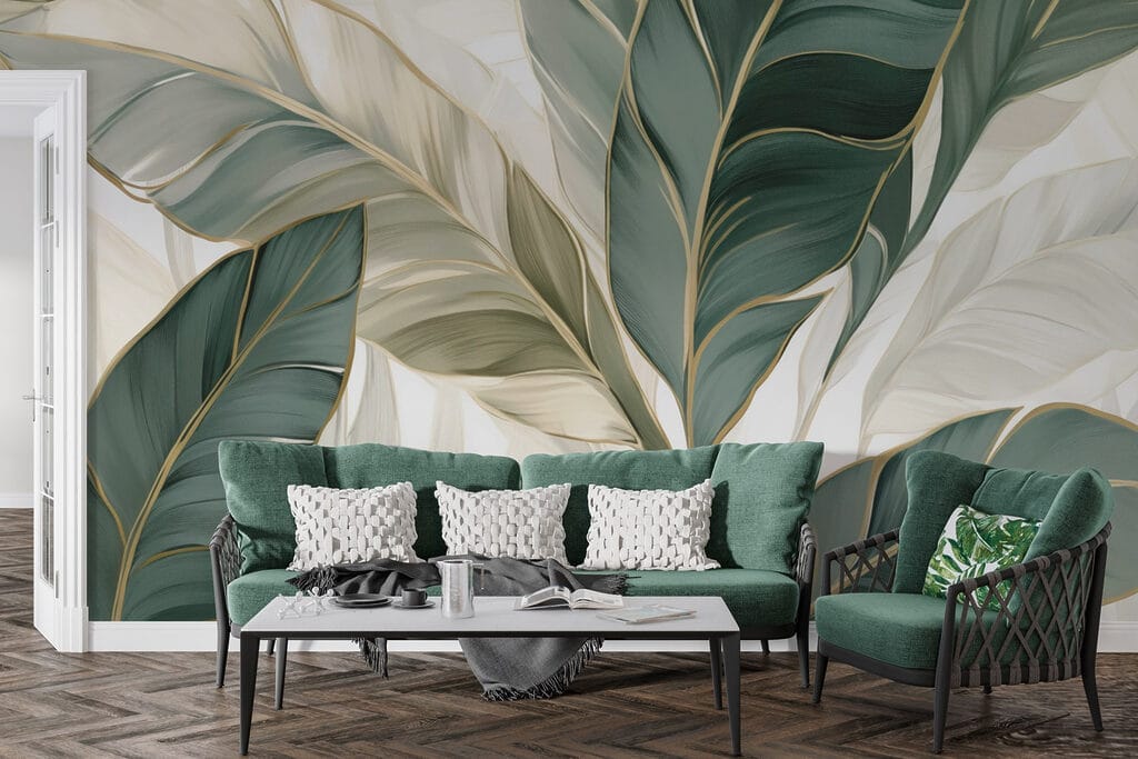 Lush green leaves in soft tones