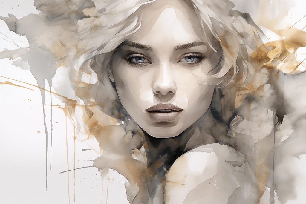 Woman's face with a splash of paint Woman's face with a splash of paint