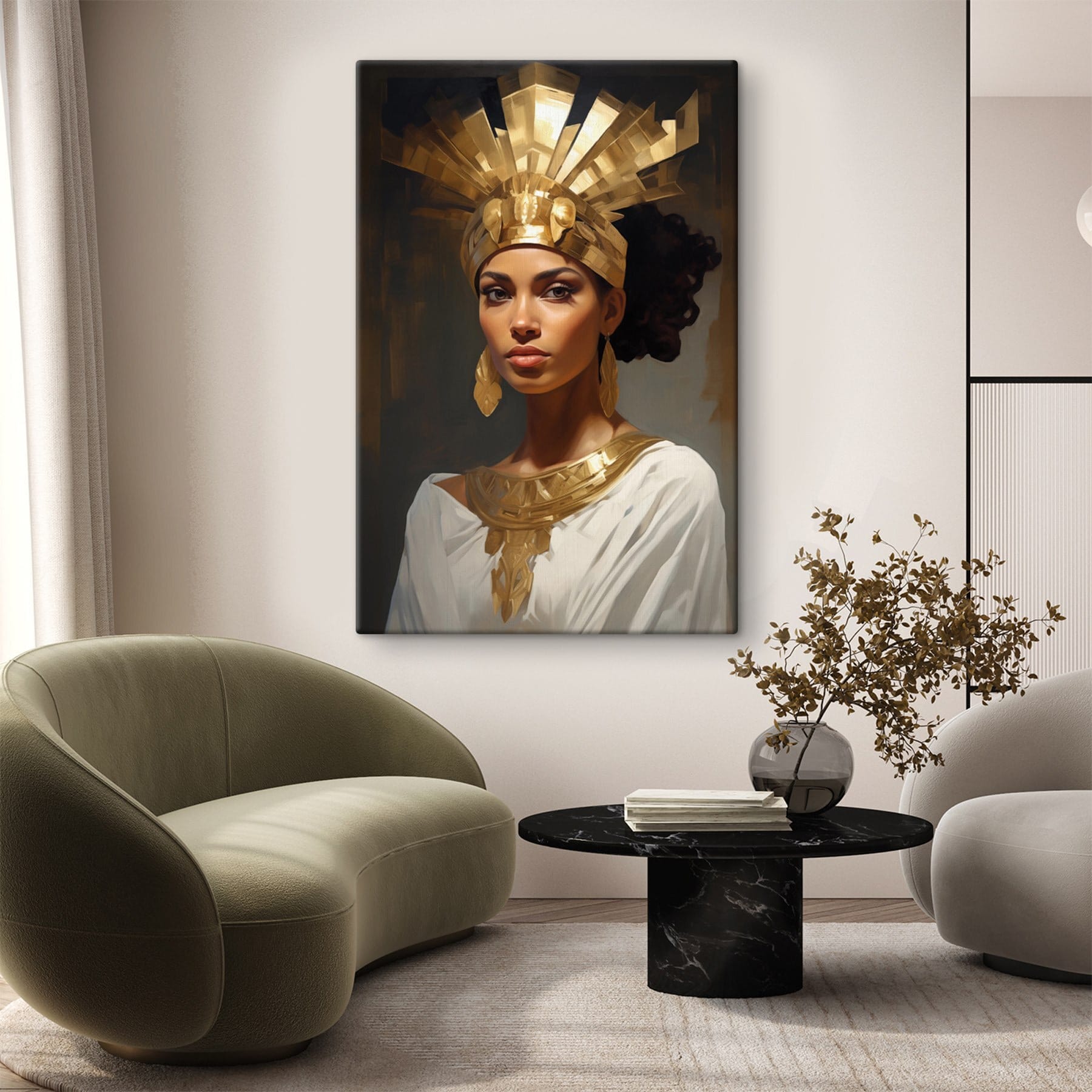 Regal elegance adorned with ancient attire