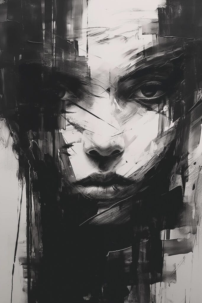 Painting of a woman's face Painting of a woman's face