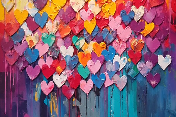 Painting of many hearts Painting of many hearts