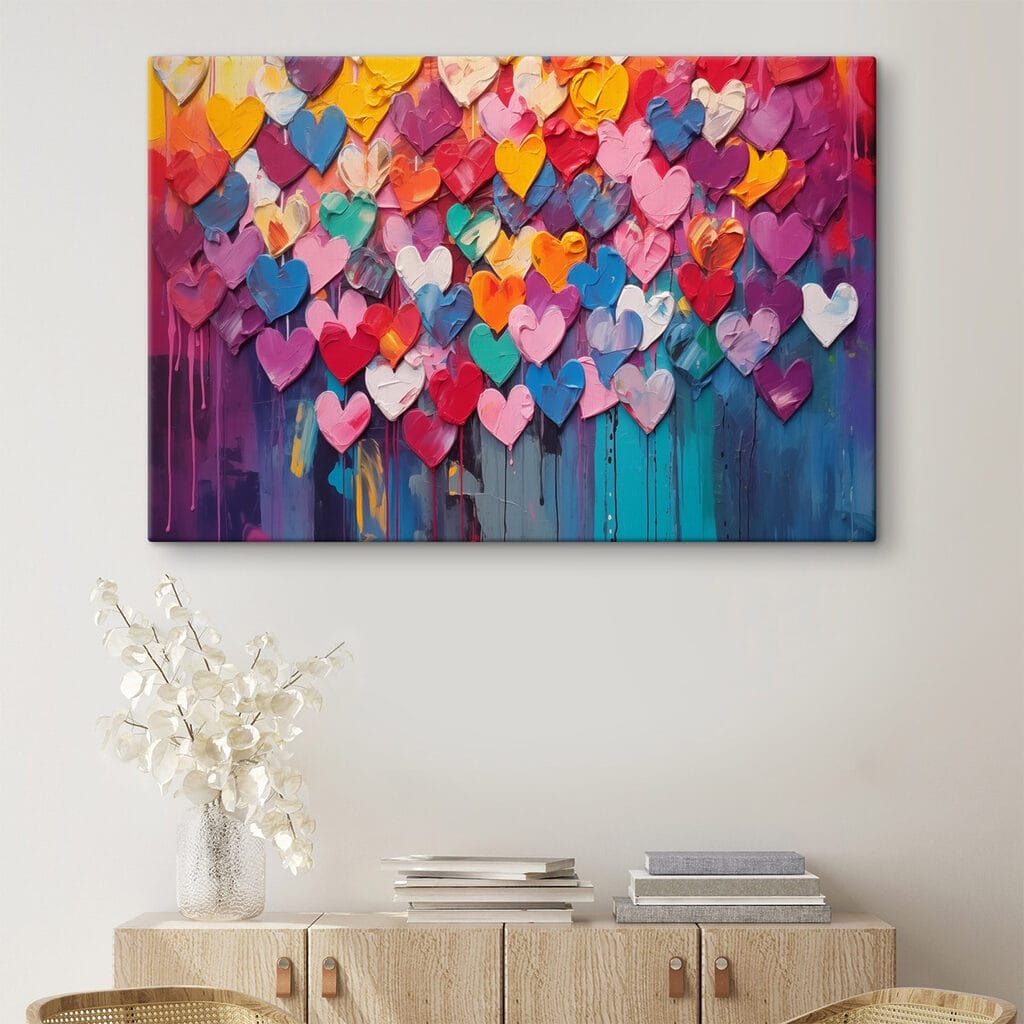 Painting of many hearts