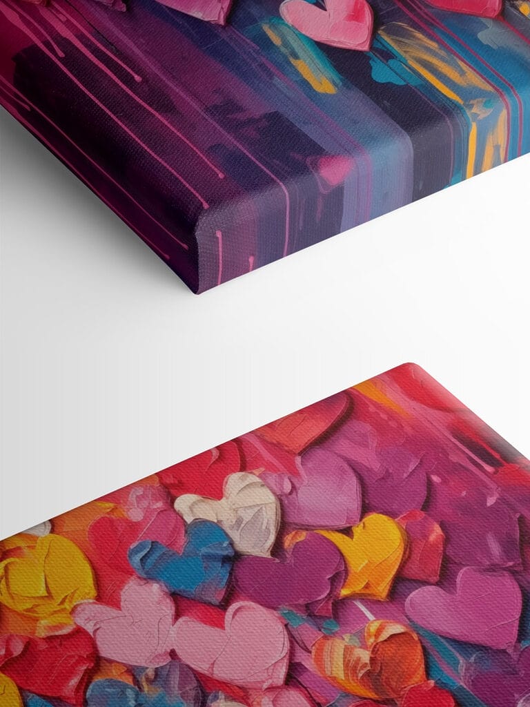 Painting of many hearts