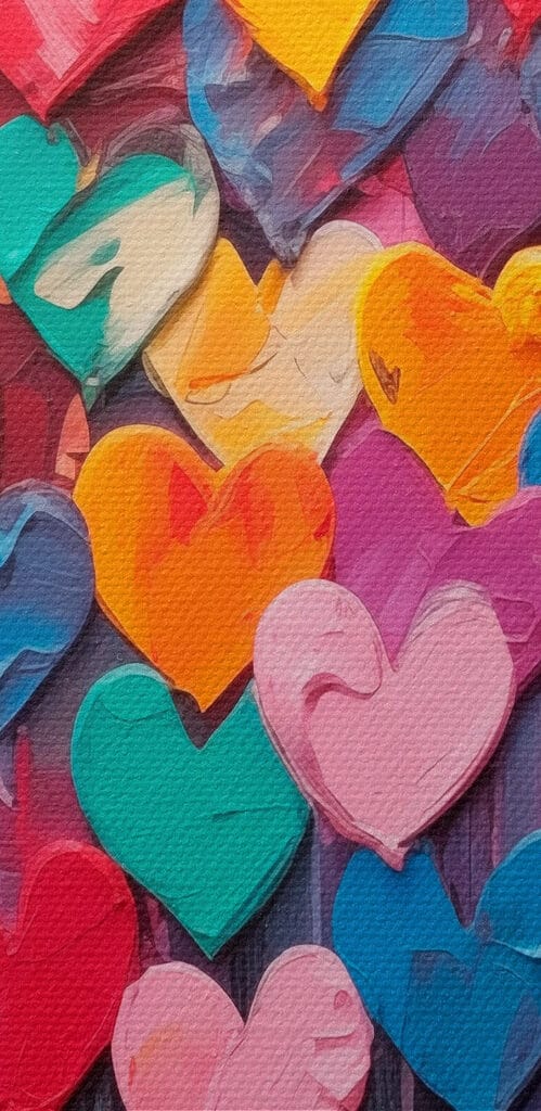Painting of many hearts