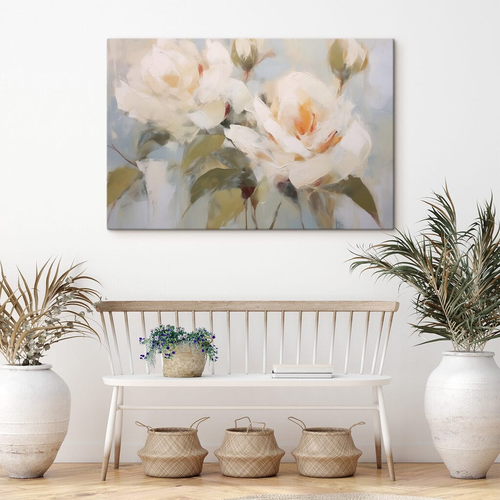 Painting of flowers on a blue background Painting of flowers on a blue background