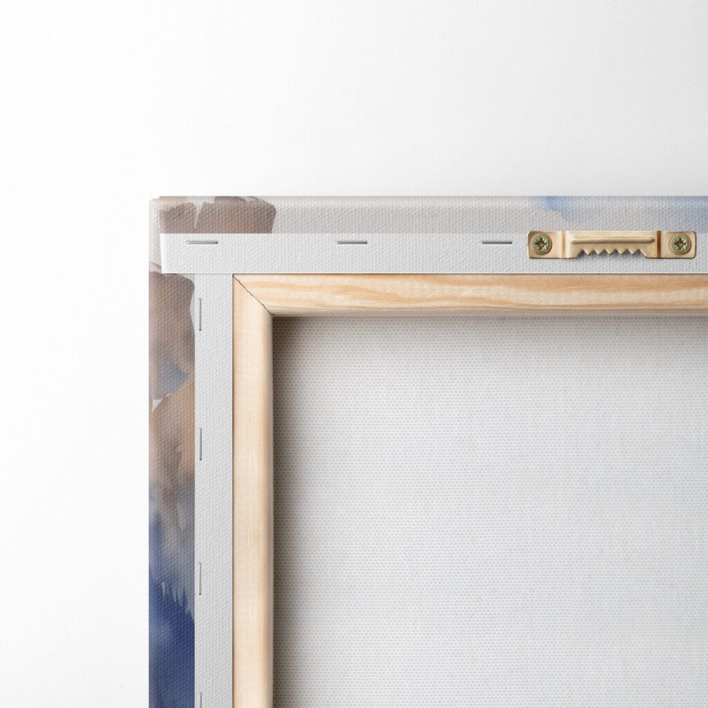 Watercolor painting of a village in the mountains