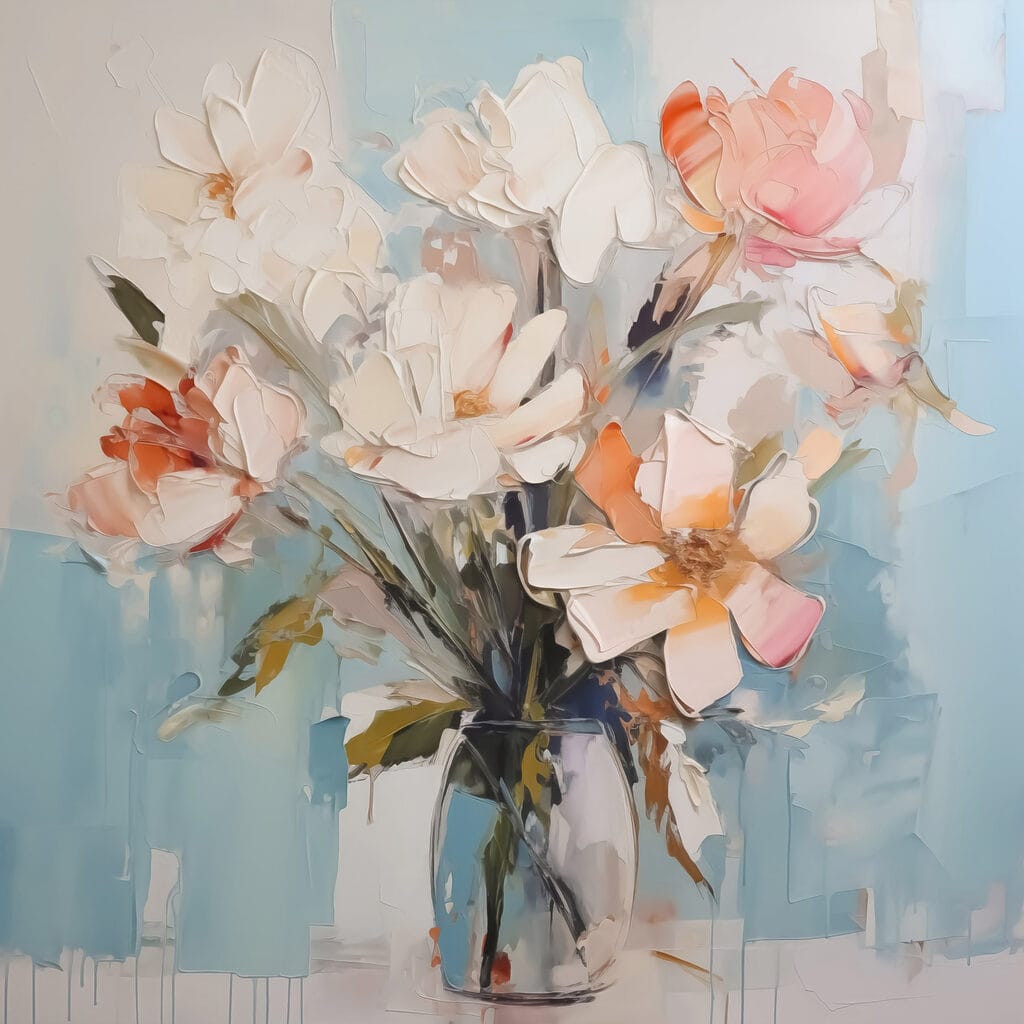 Painting of flowers in a vase Painting of flowers in a vase