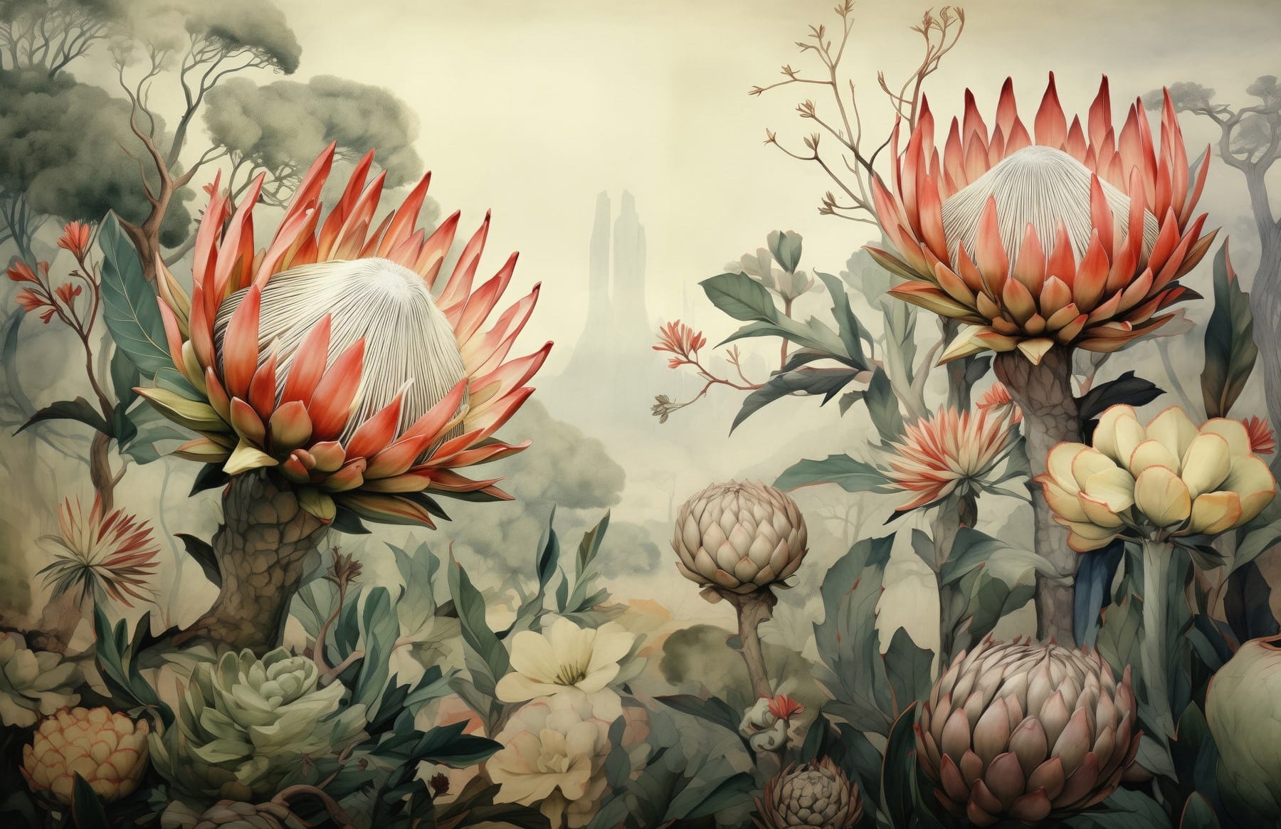 Painting of flowers and plants