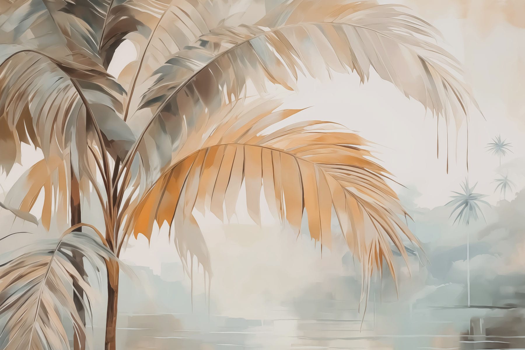 Palm trees in the fog