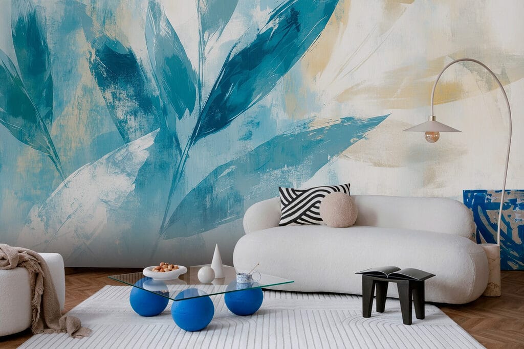 Painting of leaves on a white background Painting of leaves on a white background