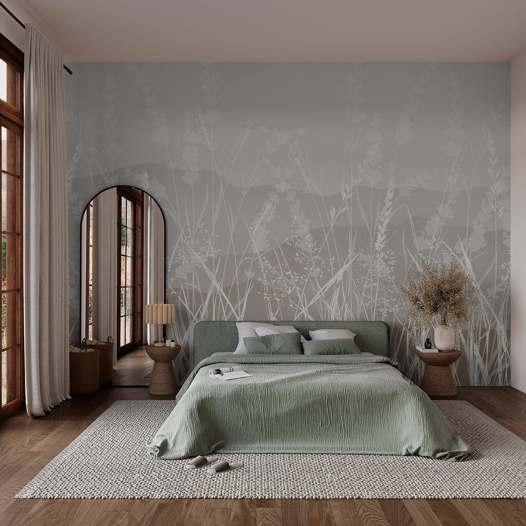 Field of grass with a mountain in the background Field of grass with a mountain in the background